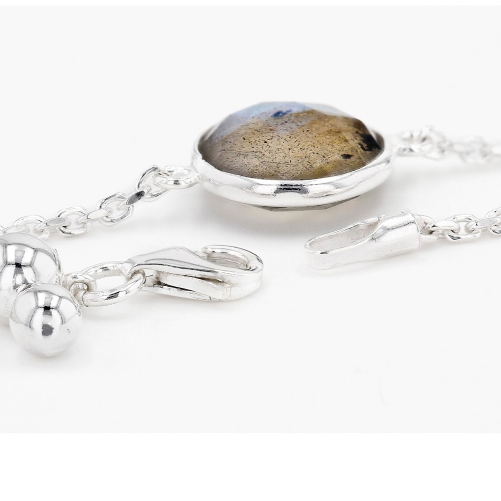Gray Labradorite Sterling Silver Bracelet 4.22ct